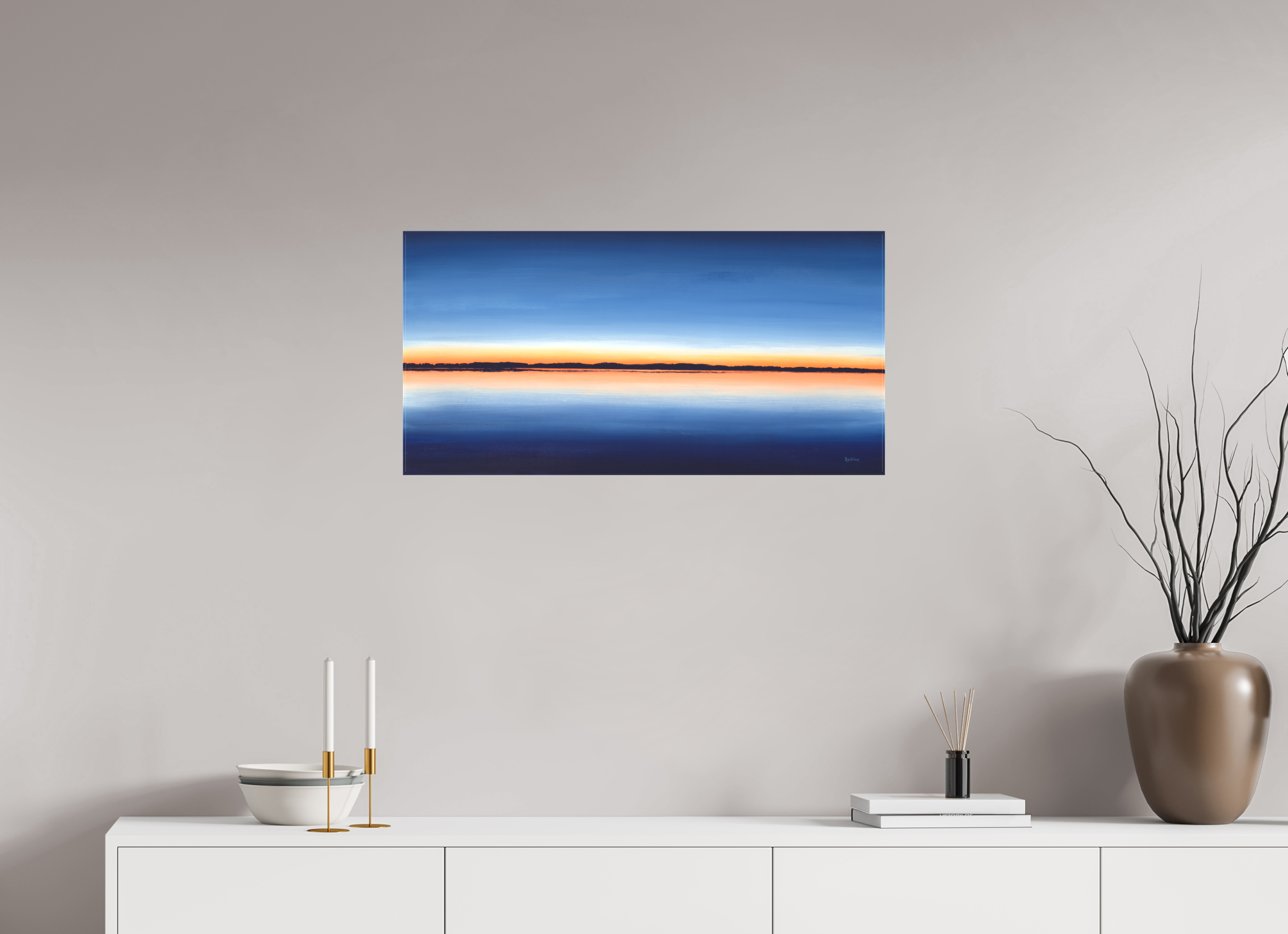 32 x 16″, Canvas Matte Calm Sunset at Netarts Bay