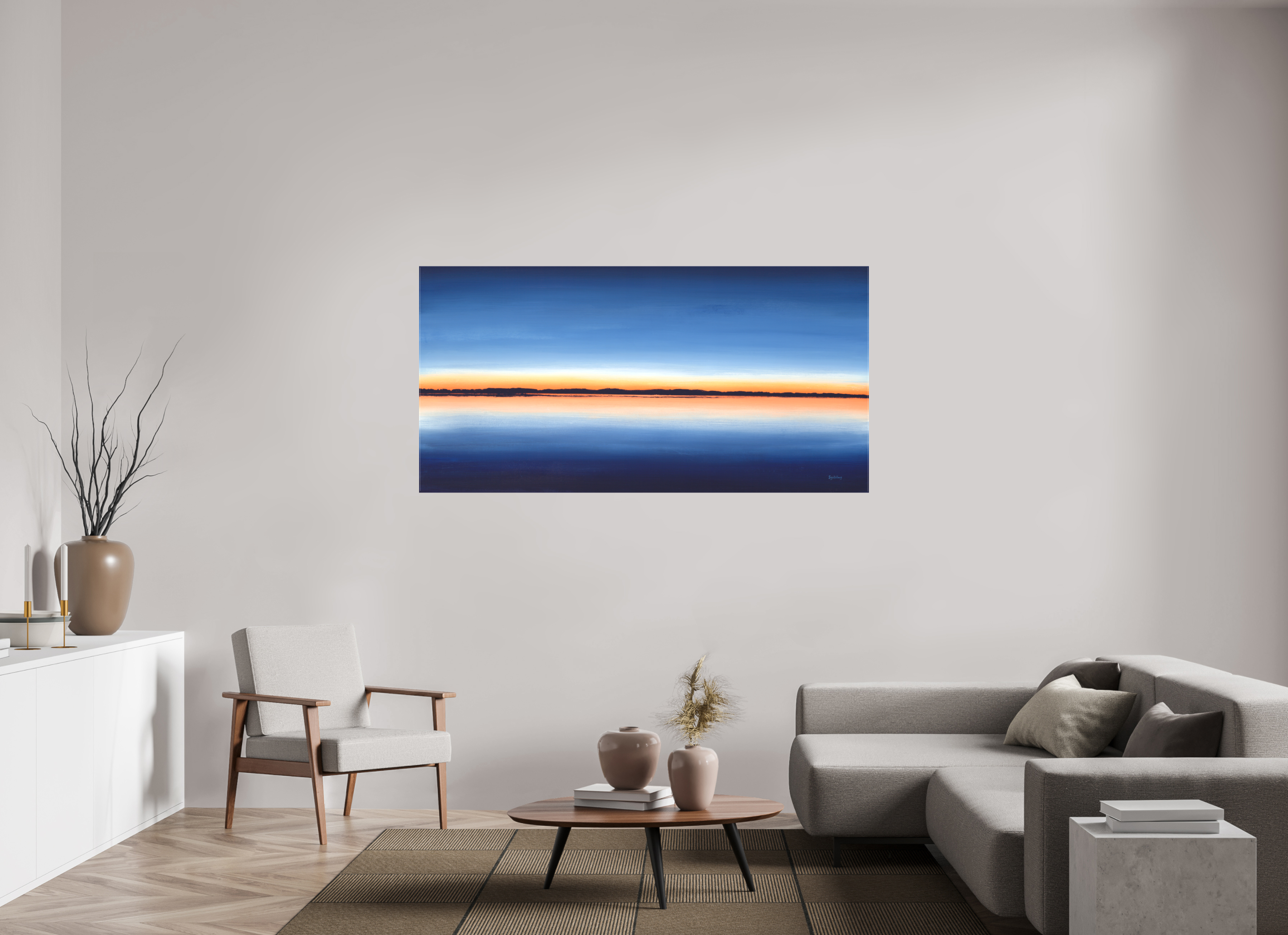 70 x 35″, Canvas Matte Calm Sunset at Netarts Bay